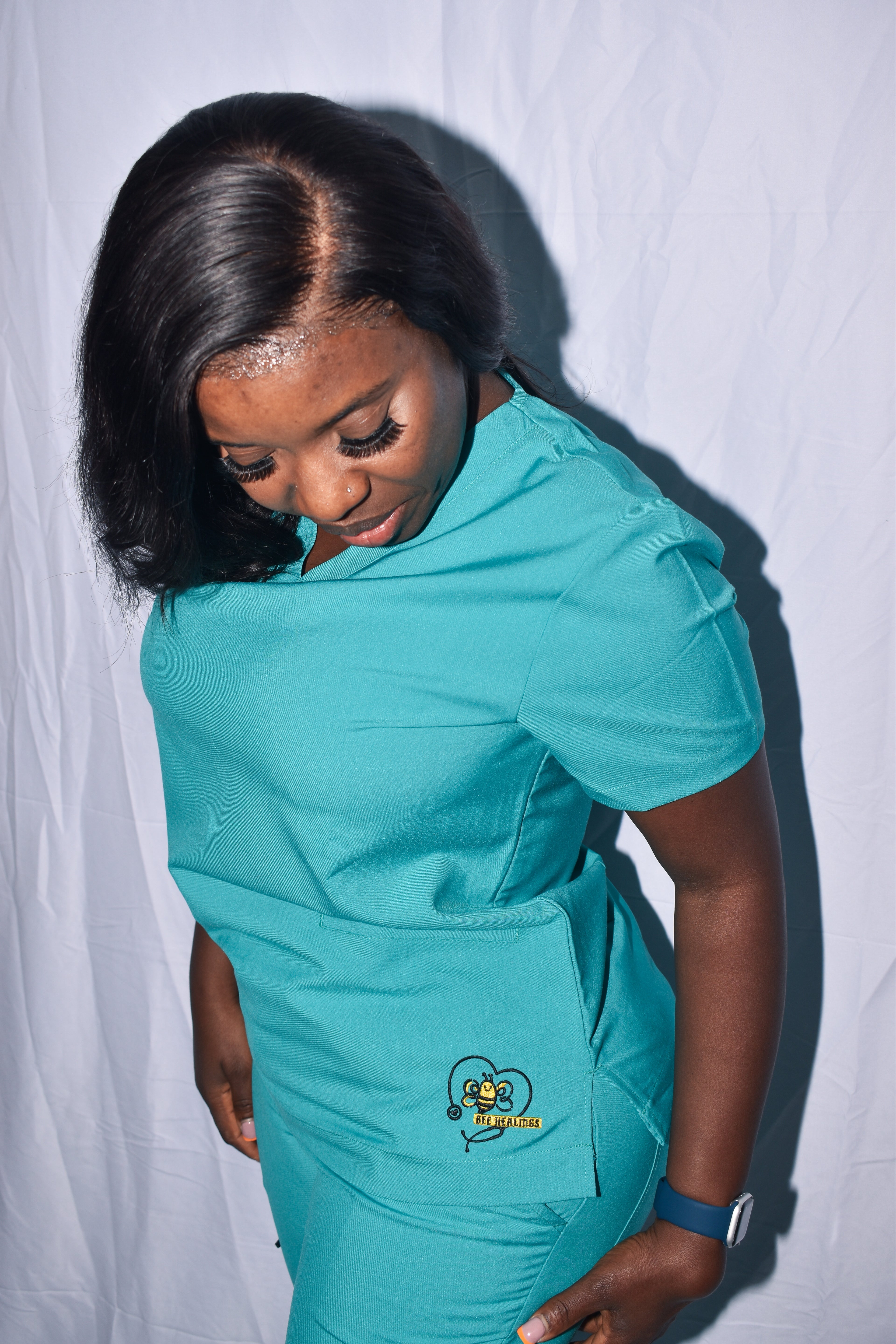 Slate wide leg Scrub set